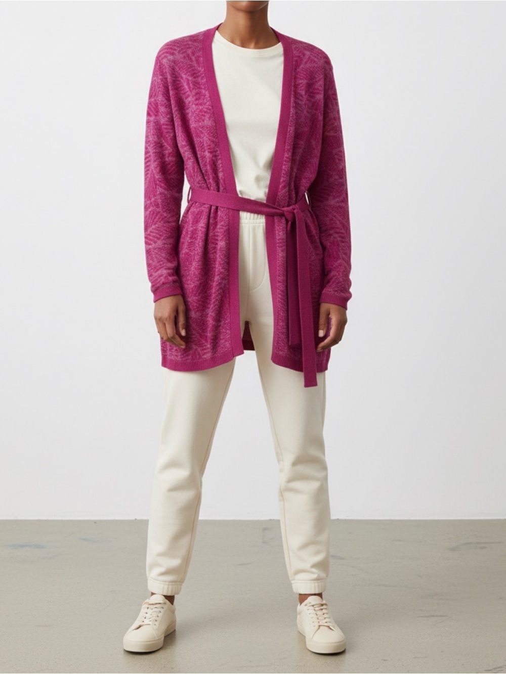 Soft Surroundings NWT Kensley Cardigan Sweater Women Size 1X Pink Palms Cotton